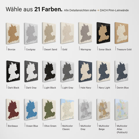 Mappa di Germania, Austria e Svizzera TRAVEL® poster premium – in 21 colori