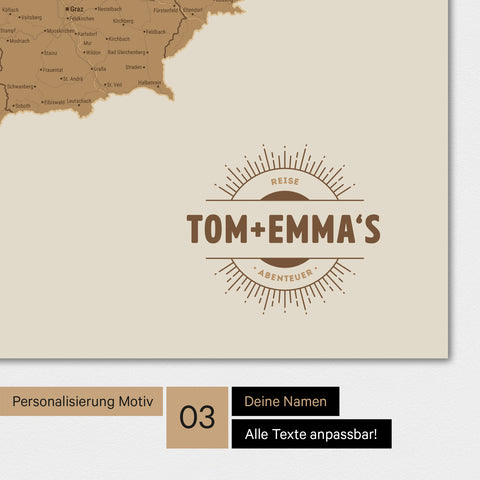 Mappa di Germania, Austria e Svizzera TRAVEL® poster premium – in 21 colori