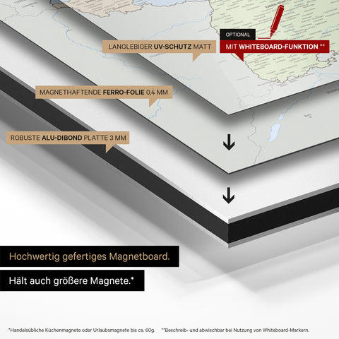 Mappa della Germania TRAVEL® su lavagna magnetica – Multicolore atlante