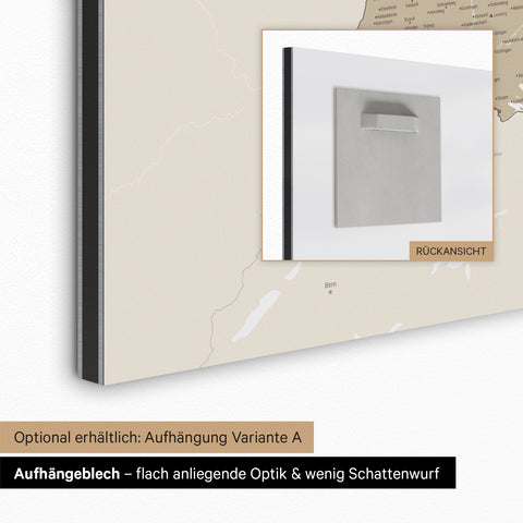 Mappa della Germania TRAVEL® su lavagna magnetica – Multicolore beige