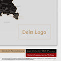 Weltkarte als Deutschland-Karte in Light Black mit Eindruck eines Firmenlogos