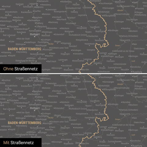 Magnetische Deutschland-Karte in Light Gray mit optionalem Straßennetz von Autobahnen und Landstraßen