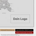 Weltkarte als Deutschland-Karte in Multicolor Gray mit Eindruck eines Firmenlogos