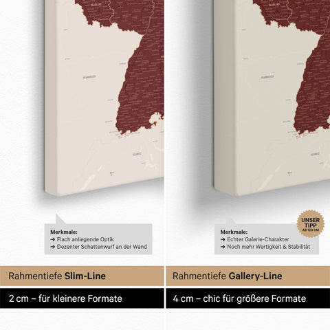 Mappa della Germania per puntine TRAVEL® – Bordeaux Rosso
