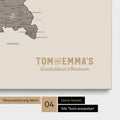 Deutschland-Karte als Pinn-Leinwand in Warmgray (Braun-Grau) mit eingedruckten Logo im Vintage-Look