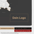 Deutschland-Karte als Pinn-Leinwand in Dunkelgrau mit Eindruck eines Firmenlogos