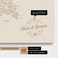 Pinnwand Leinwand einer Deutschlandkarte in Farbe Gold mit personalisiertem Eindruck von Namen und einer Legende zum Markieren