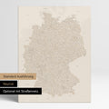 Neutrale und schlichte Standard-Ausführung einer Deutschland-Karte als Pinn-Leinwand in Gold