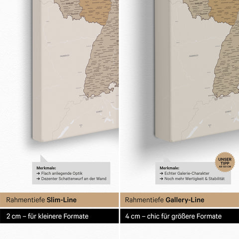 Mappa della Germania per puntine TRAVEL® – Multicolore beige