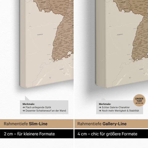 Mappa della Germania per puntine TRAVEL® – Multicolore marrone