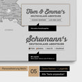Pinnwand Leinwand einer Deutschland-Karte in Multicolor Gray mit Personalisierung als Logo mit Familiennamen