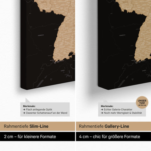 Mappa della Germania per puntine TRAVEL® – Sonar Black (Nero-oro)