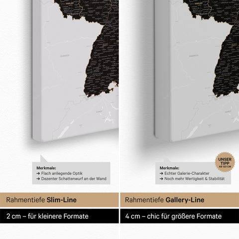 Mappa della Germania per puntine TRAVEL® – Light Black (Bianco-nero)