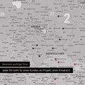 Detail einer Deutschland-Karte als Pinn-Leinwand in Coolgray (Hellgrau) mit Postleitzahlen von Schleswig-Holstein