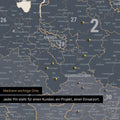 Detail einer Deutschland-Karte als Pinn-Leinwand in Navy Light mit Postleitzahlen von Schleswig-Holstein