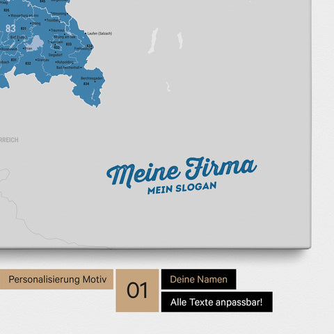 Mappa della Germania PLZ® (codici postali) per puntine – Ocean Blue