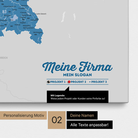 Mappa della Germania PLZ® (codici postali) per puntine – Ocean Blue