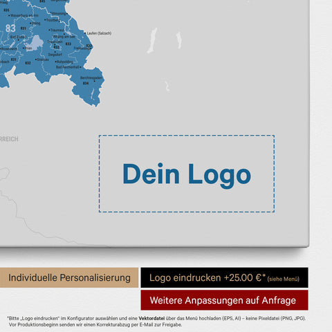 Mappa della Germania PLZ® (codici postali) per puntine – Ocean Blue