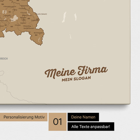 Mappa della Germania PLZ® (codici postali) per puntine – Bronze