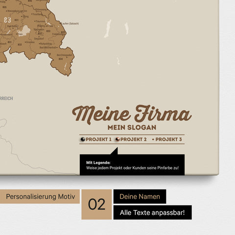 Mappa della Germania PLZ® (codici postali) per puntine – Bronze