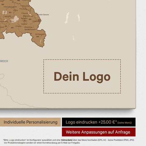Mappa della Germania PLZ® (codici postali) per puntine – Bronze