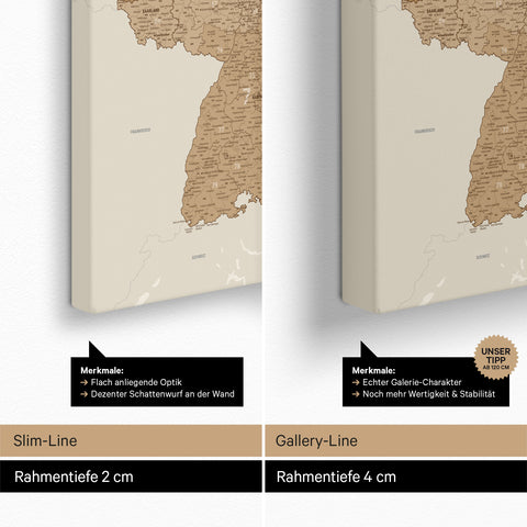 Mappa della Germania PLZ® (codici postali) per puntine – Bronze