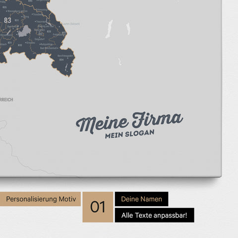 Mappa della Germania PLZ® (codici postali) per puntine – Denim Blue
