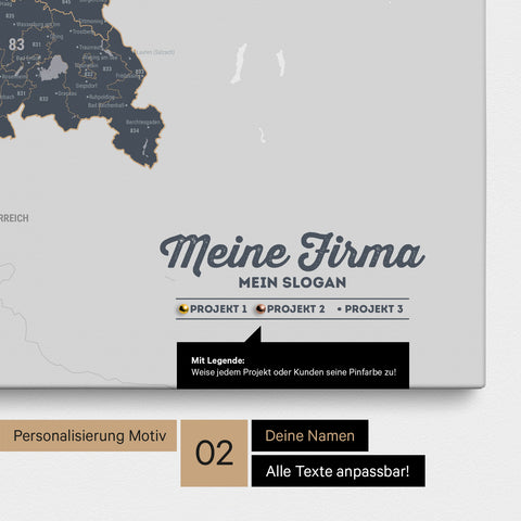 Mappa della Germania PLZ® (codici postali) per puntine – Denim Blue