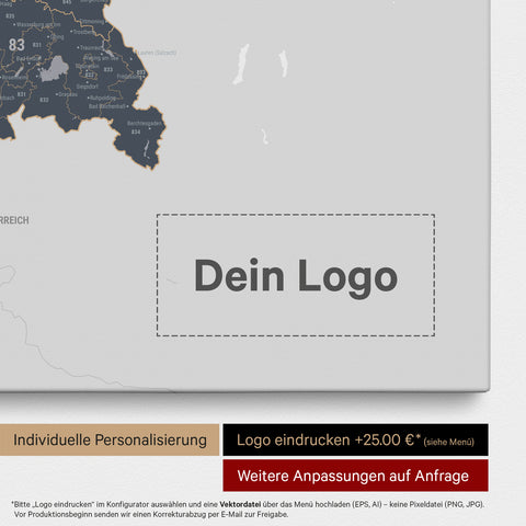 Mappa della Germania PLZ® (codici postali) per puntine – Denim Blue