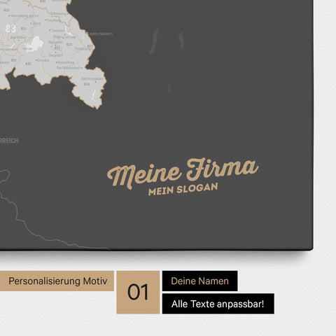 Mappa della Germania PLZ® (codici postali) per puntine – Dark Gray