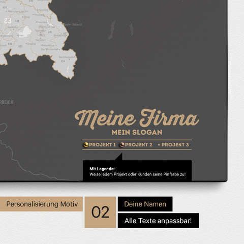 Mappa della Germania PLZ® (codici postali) per puntine – Dark Gray