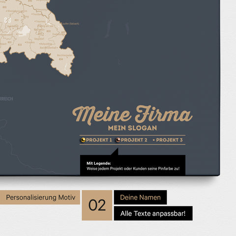 Mappa della Germania PLZ® (codici postali) per puntine – Hale Navy