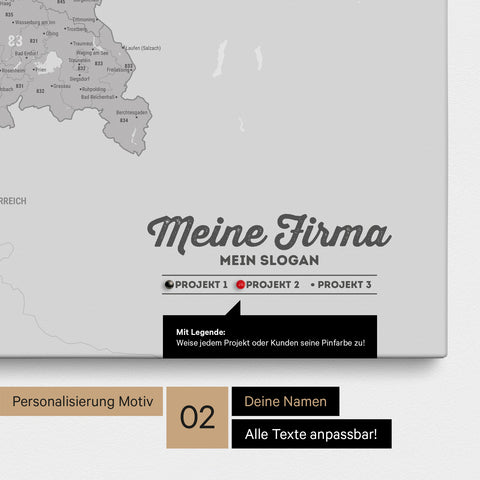 Mappa della Germania PLZ® (codici postali) per puntine – Coolgray