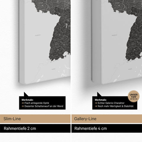 Mappa della Germania PLZ® (codici postali) per puntine – Light Black