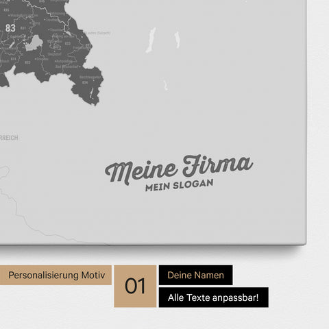 Mappa della Germania PLZ® (codici postali) per puntine – Light Gray