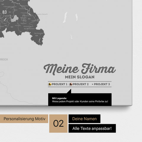 Mappa della Germania PLZ® (codici postali) per puntine – Light Gray