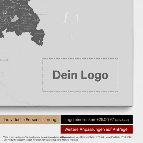 Mappa della Germania PLZ® (codici postali) per puntine – Light Gray