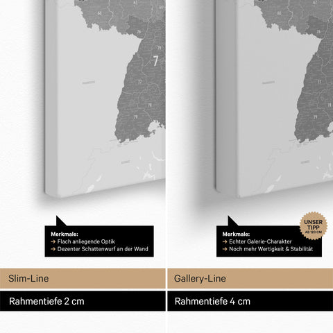 Mappa della Germania PLZ® (codici postali) per puntine – Light Gray