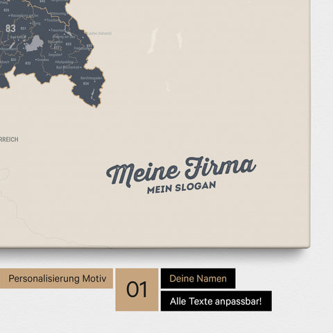 Mappa della Germania PLZ® (codici postali) per puntine – Navy Light