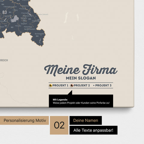 Mappa della Germania PLZ® (codici postali) per puntine – Navy Light