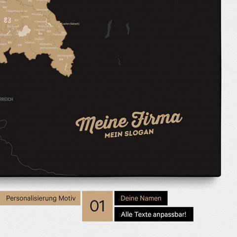 Mappa della Germania PLZ® (codici postali) per puntine – Sonar Black