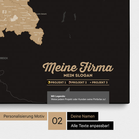 Mappa della Germania PLZ® (codici postali) per puntine – Sonar Black