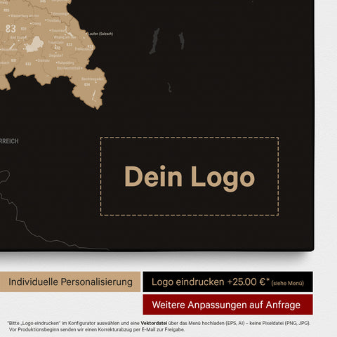 Mappa della Germania PLZ® (codici postali) per puntine – Sonar Black