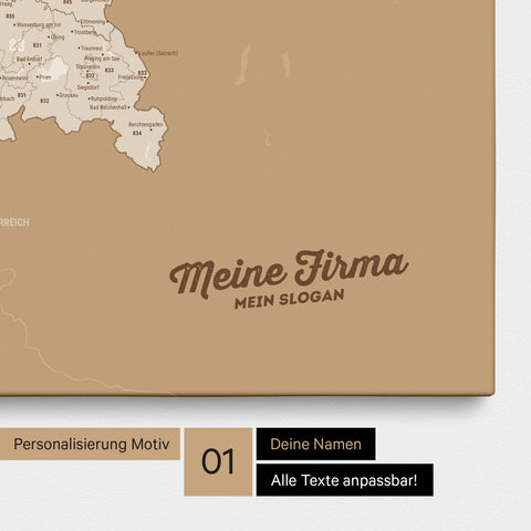 Mappa della Germania PLZ® (codici postali) per puntine – Treasure Gold