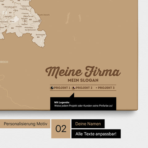 Mappa della Germania PLZ® (codici postali) per puntine – Treasure Gold