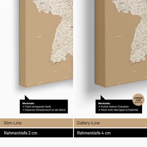 Mappa della Germania PLZ® (codici postali) per puntine – Treasure Gold