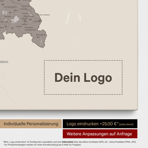 Mappa della Germania PLZ® (codici postali) per puntine – Warmgray