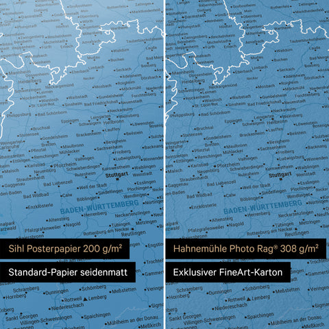 Poster premium con mappa della Germania TRAVEL® – Blu