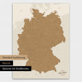 Neutrale und schlichte Standard-Ausführung einer Deutschland-Karte als Poster in Bronze