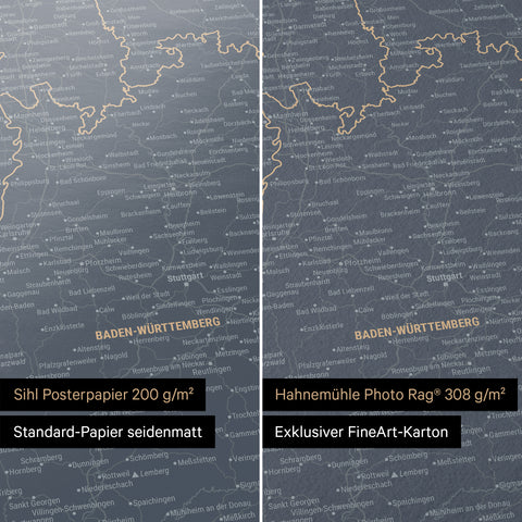Poster premium con mappa della Germania TRAVEL® – Denim Blue